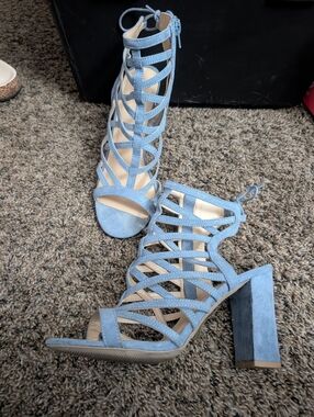 3/$15 Charlotte Russe Light Blue Caged Block Heel